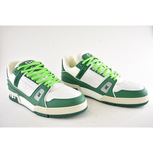 Louis Vuitton Green White Empreinte Leather Low Top Trainer Sneaker UK 9 US10 11 - Picture 4 of 16